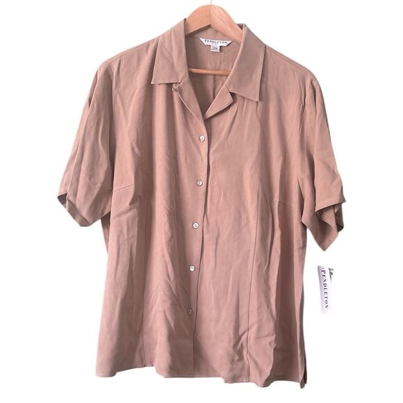 Pendleton Tops - NWT VTG Pendleton Button Down Blouse Top 100% Silk Tan Sz 20 Plus